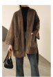 画像11: Women's imitation water plush fur large pocket coat retro port wind nine-point sleeves tie coat  jacket 　レトロポート風フェイクミンクファーハーフコート　ジャケット (11)