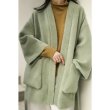 画像3: Women's imitation water plush fur large pocket coat retro port wind nine-point sleeves tie coat  jacket 　レトロポート風フェイクミンクファーハーフコート　ジャケット (3)