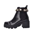 画像1:  women's  leather  British wind Martin boots ankle boots short boots  本革レザーサイドゴアアンクルラインストーンヒールベルクロブーツ (1)