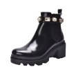 画像2:  women's  leather  British wind Martin boots ankle boots short boots  本革レザーサイドゴアアンクルラインストーンヒールベルクロブーツ (2)