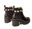 画像4:  women's  leather  British wind Martin boots ankle boots short boots  本革レザーサイドゴアアンクルラインストーンヒールベルクロブーツ (4)