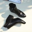 画像4: Women's  pointed Chelsea boots leather  British wind Martin boots ankle boots short boots  レザー ポインテッドトゥ サイドゴア アンクル ヒール ブーツ (4)