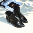 画像7: Women's  pointed Chelsea boots leather  British wind Martin boots ankle boots short boots  レザー ポインテッドトゥ サイドゴア アンクル ヒール ブーツ (7)