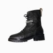 画像5:  women's  leather ankle boots rhinestones with single boots本革 レザーラインストーン付アンクルレースアップＣＲＵＺチェルシーブーツ (5)