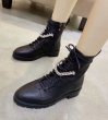 画像10:  women's  leather ankle boots rhinestones with single boots本革 レザーラインストーン付アンクルレースアップＣＲＵＺチェルシーブーツ (10)