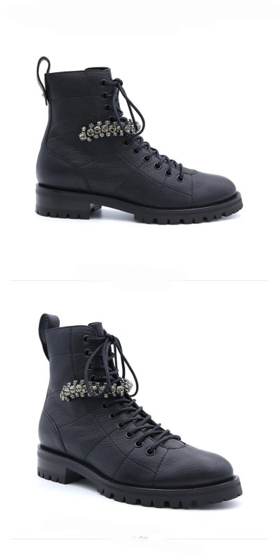 画像6:  women's  leather ankle boots rhinestones with single boots本革 レザーラインストーン付アンクルレースアップＣＲＵＺチェルシーブーツ (6)