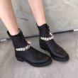 画像12:  women's  leather ankle boots rhinestones with single boots本革 レザーラインストーン付アンクルレースアップＣＲＵＺチェルシーブーツ (12)
