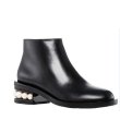 画像8:  women's Black leather with pearl booties single boots本革 レザーパール付アンクルチェルシーマーティンブーツ (8)