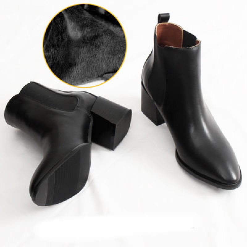 画像13:  women'sl eather Chelsea boots female high heel pointed booties boots レザーチェルシーハイヒールブーツ  (13)