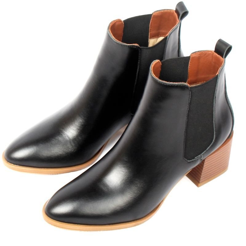 画像19:  women'sl eather Chelsea boots female high heel pointed booties boots レザーチェルシーハイヒールブーツ  (19)