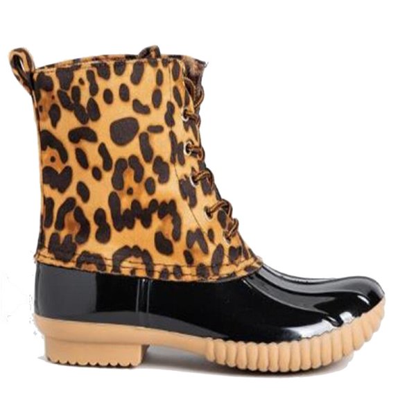 画像1:  women's duck boots rain boots leopard waterproof boots　男女兼用ユニセックスダック 防水レインブーツブーツ (1)