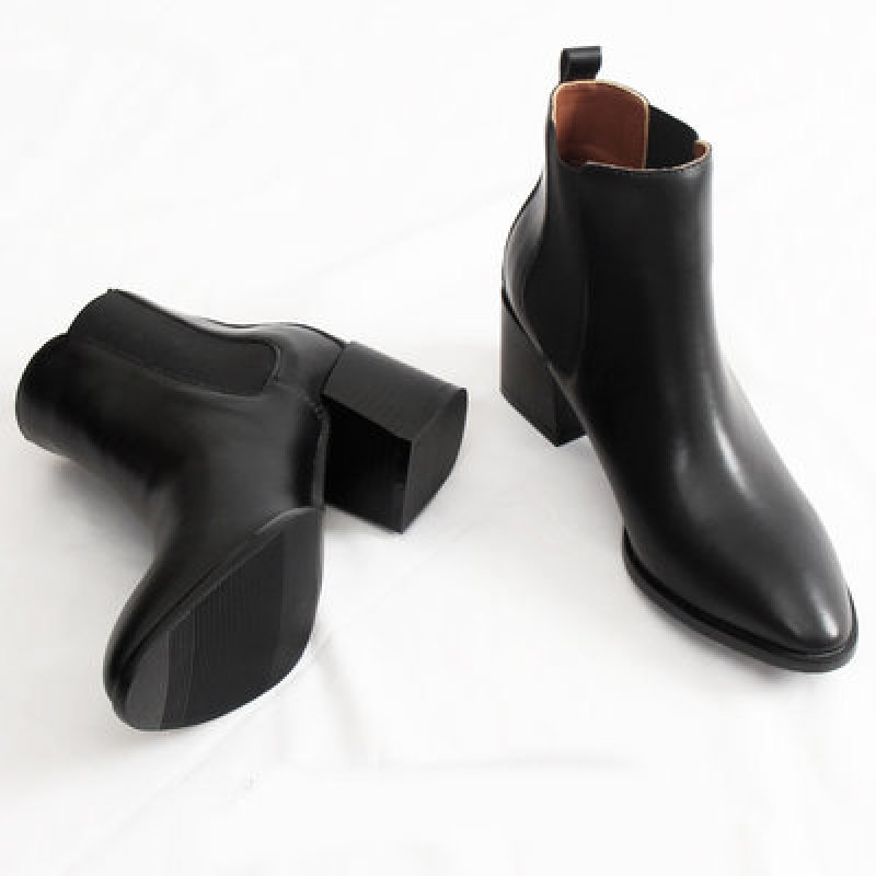 画像14:  women'sl eather Chelsea boots female high heel pointed booties boots レザーチェルシーハイヒールブーツ  (14)
