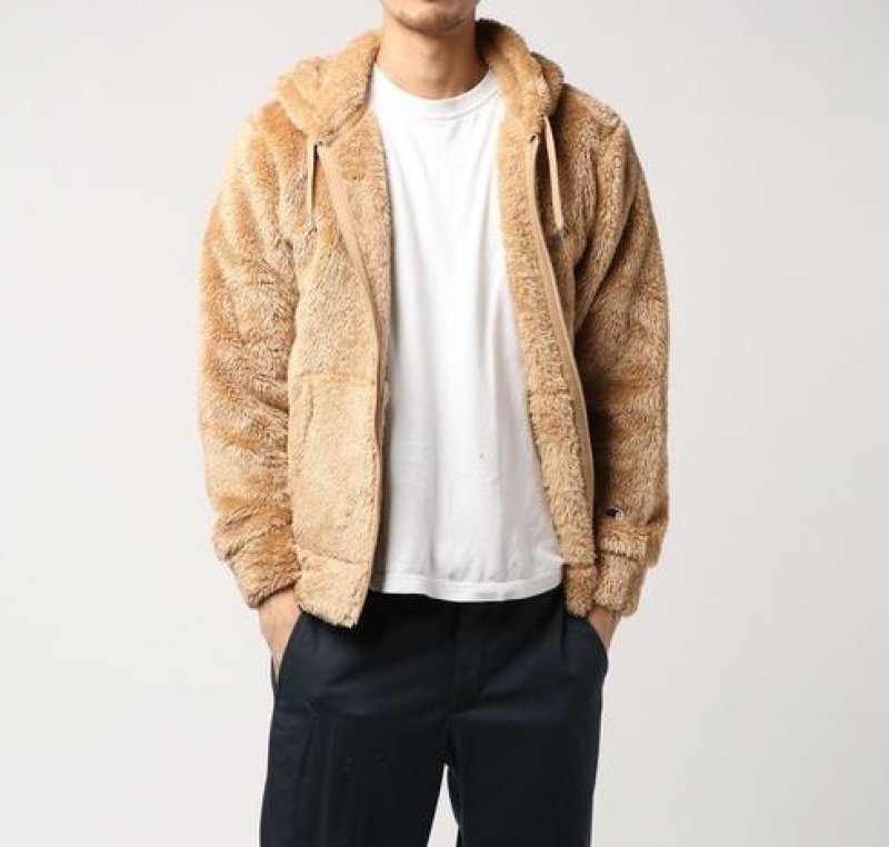 画像2:   Men's lamb soft fleece  hooded loose Parker blouson ジップアップモコモコフーディーパーカー　ジャケット (2)