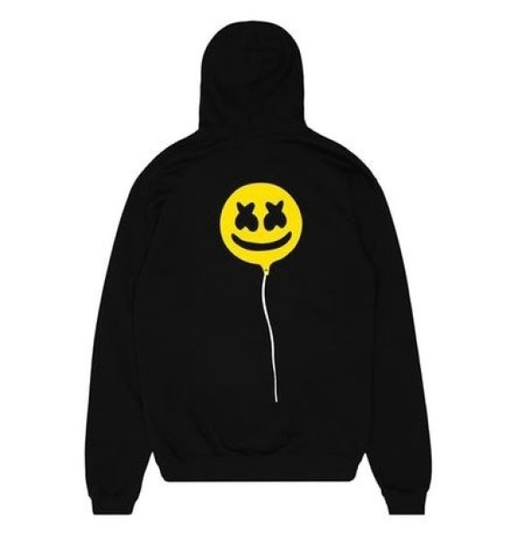 画像1: men's Smile Mark  loose oversize men and women  hooded pullover sweaterユニセックス男女兼用風船スマイルロゴフディープルオーバー　スウェットトレーナー (1)