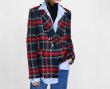 画像4: Women's  tweed plaid suit jacket 　ツイードチェック柄ジャケット (4)