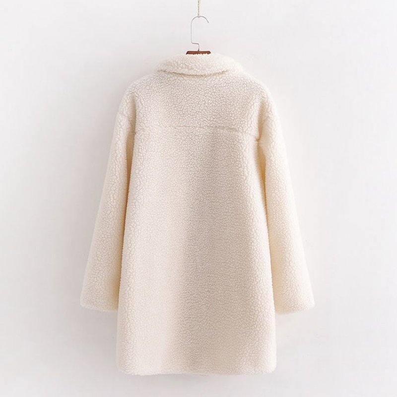 画像7: Women's single-breasted solid color loose long wool coat   jacket  モコモココート ジャケット (7)