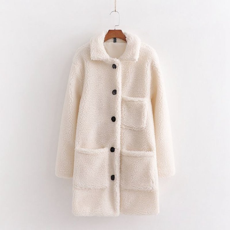 画像6: Women's single-breasted solid color loose long wool coat   jacket  モコモココート ジャケット (6)
