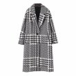 画像6: Women's houndstooth small fragrance loose lapel long woolen coat jacket 　千鳥格子ロングコート ジャケット (6)