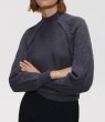 画像2: Women's hollow sleeve sweater loose half-high collar pullover sweater 透かし模様袖ニットセーター　プルオーバー (2)