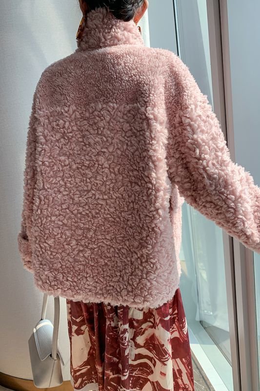 画像13: Women's  sheep shearing  fur coat jacket  fur Cala roll lamb hair coat　リアルシープスキンシャーリングカラロールコート　ジャケット　 (13)