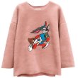画像1: Women' lamb hair sweater s sweater Looney Tunes Bugs Bunny バッグス・バニーバックスバニー刺繍モコモコフリースプルオーバー ルーニー・テューンズ (1)