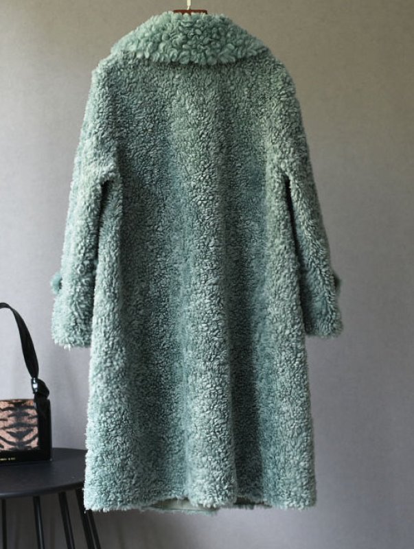 画像9: Women's  roll lamb hair coat fur Cala roll lamb hair  long paragraph fur coat　リアルシープスキンシャーリングカラロングロールコート　ジャケット　 (9)