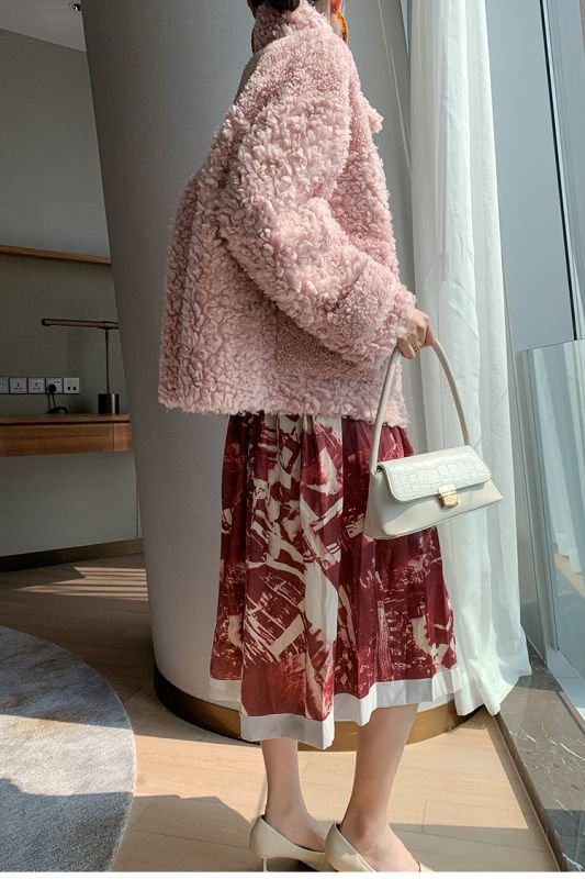 画像14: Women's  sheep shearing  fur coat jacket  fur Cala roll lamb hair coat　リアルシープスキンシャーリングカラロールコート　ジャケット　 (14)