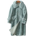 画像1: Women's  roll lamb hair coat fur Cala roll lamb hair  long paragraph fur coat　リアルシープスキンシャーリングカラロングロールコート　ジャケット　 (1)