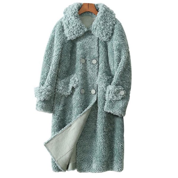 画像1: Women's  roll lamb hair coat fur Cala roll lamb hair  long paragraph fur coat　リアルシープスキンシャーリングカラロングロールコート　ジャケット　 (1)