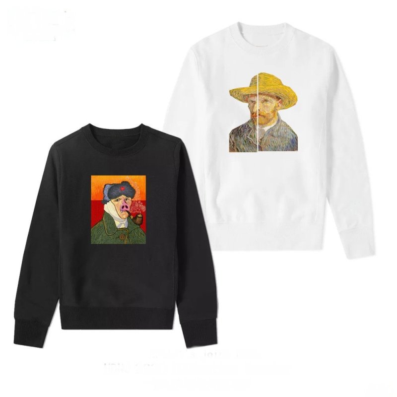 画像6: men's  Van Gogh self-portrait Sweater funny long-sleeved round neck art joint literary shirtmen and women  hooded pullover ユニセッ クス男女兼用 ヴァン ゴッホ パロディープリントプルオーバー スウェットトレーナー (6)
