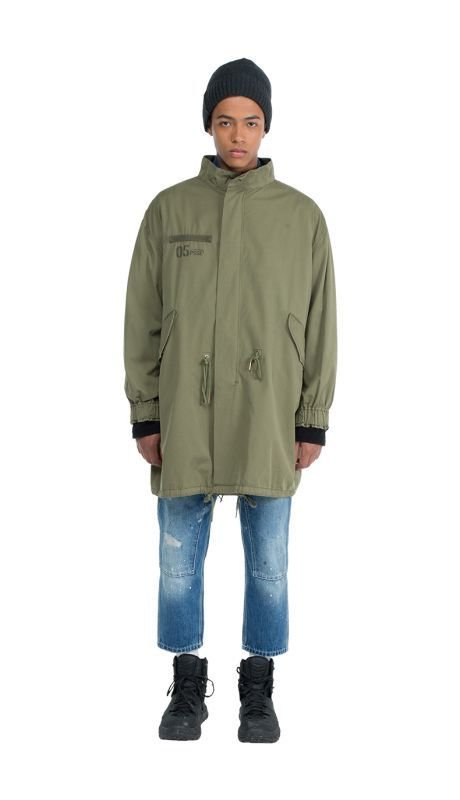 画像5:   Men's military green windproof early  long coat jacket 　男女兼用ユニセックスミリタリーグリーンロングコート ウインドブレーカー (5)