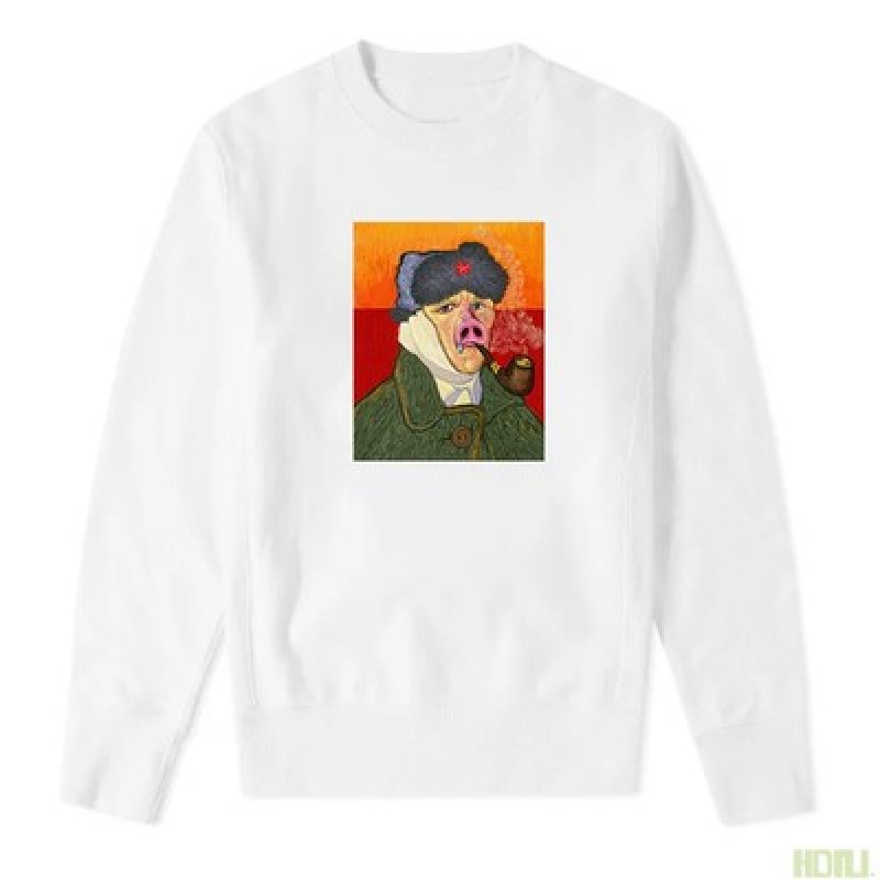 画像2: men's  Van Gogh self-portrait Sweater funny long-sleeved round neck art joint literary shirtmen and women  hooded pullover ユニセッ クス男女兼用 ヴァン ゴッホ パロディープリントプルオーバー スウェットトレーナー (2)
