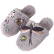 画像3: women's paragraph Baotou fur slippers  sandals ファービジュー&刺繍付きフラットサンダル ルームシューズ　室内履き (3)