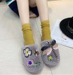 画像4: women's paragraph Baotou fur slippers  sandals ファービジュー&刺繍付きフラットサンダル ルームシューズ　室内履き (4)
