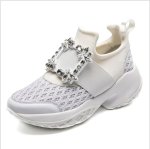 画像8:  women'sl rv knitting square buckle rhinestone socks shoes  booties boots　スクエアバックルラインストーン付きソックススニーカー　ブーツ　 (8)