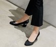 画像5: women's pearl round head single shoes　ヒールパール付き本革レザーパンプス　ミュール (5)