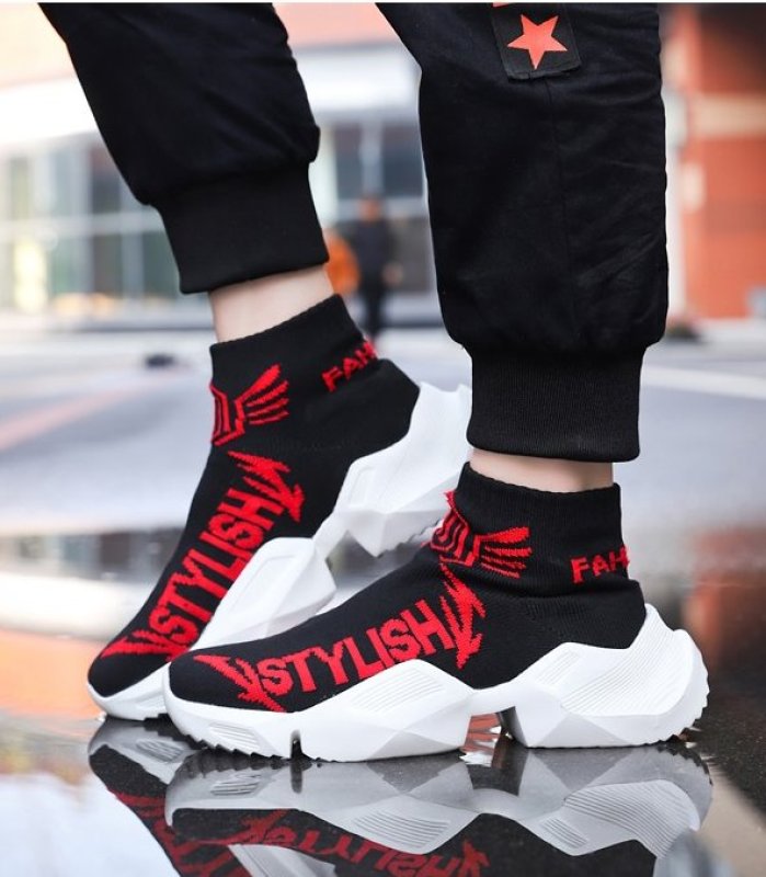 画像2: men's elastic casual socks shoes sneakers bootsソックスエラスティックトスニーカー ブーツシューズ  (2)