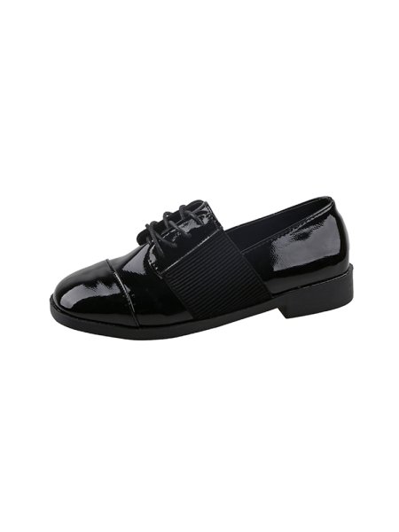 画像1: women's Lace-up flat loafers shoes　レースアップローファー パンプス (1)