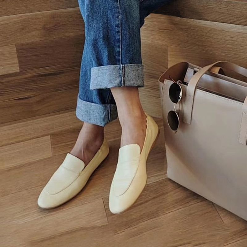 画像12: women's super soft Round head loafers single shoes ラム本革レザーフラットローファー スリッポン パンプス  (12)