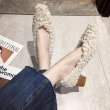画像6: women's square head shallow mouth a pedal fur heels shoes　モコモコファー太目ヒールパンプス (6)