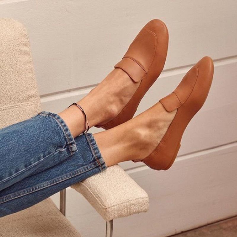 画像13: women's super soft Round head loafers single shoes ラム本革レザーフラットローファー スリッポン パンプス  (13)