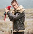 画像6:   Men's Real Sheepskin Riders Flight Military Jacket　 リアルシープスキンボアフライトライダースジャケット　コート (6)