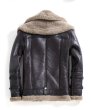 画像2:   Men's Real Sheepskin Riders Flight Military Jacket　 リアルシープスキンボアフライトライダースジャケット　コート (2)