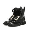 画像5:  women's square buckle Martin boots booties boots　エナメルレザーバックル付きショートブーツ　マーティンブーツ (5)