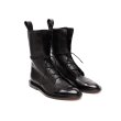 画像5:  women's  British wind with high-top flat boots 　レースアップレザー ブーツ　フラットブーツ (5)