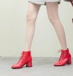 画像8:  women's patent leather square head Race up boots Booty boots　レースアップエナメルレザー ブーツ　ブーティブーツ (8)