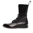 画像4:  women's  British wind with high-top flat boots 　レースアップレザー ブーツ　フラットブーツ (4)