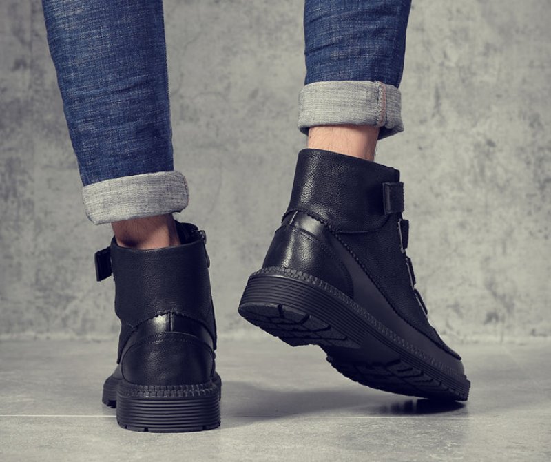 画像6: Men'shigh-topVelcro Martin boots 　メンズ ハイカットレザーベルクロブーツ　スニーカー (6)