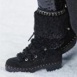 画像3:  women's straps rivet sleeve fur boots ブーツ　モコモコストラップリベットスリーブファーブーツ (3)