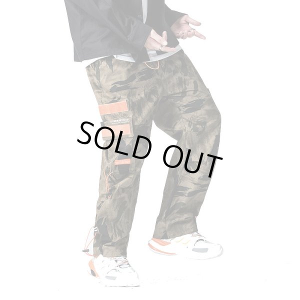 画像1: men's camouflage street trousers beam foot casual multi-pocket  マルチポケット迷彩＆ブラックストリートパンツカジュアルパンツ (1)